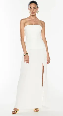 MANNING CARTELL DOUBLE TIME PLEAT STRAPLESS DRESS in WHITE AU 8 | Engagement party, Bridesmaid Dress for rent on The Volte - image 5
