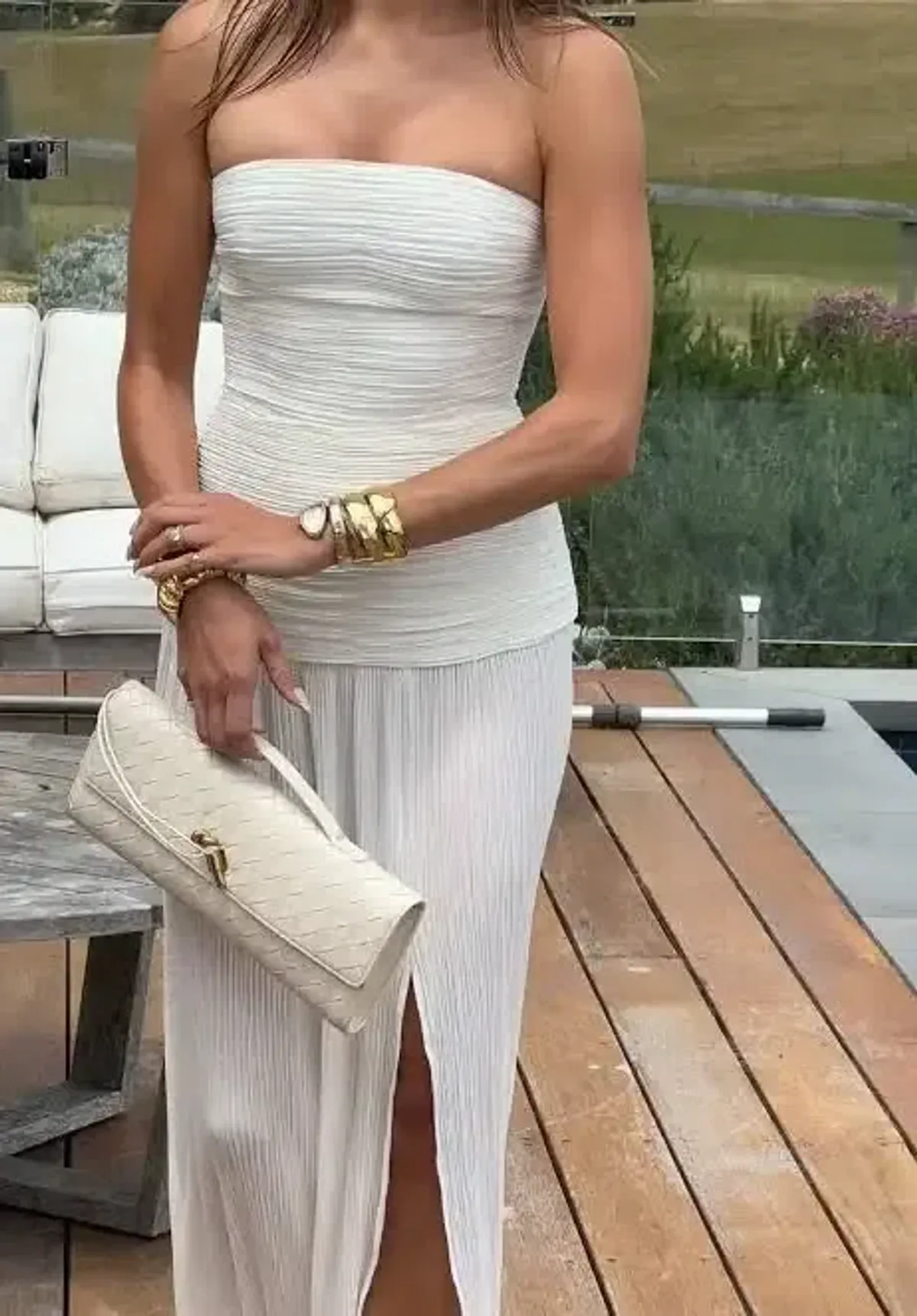 MANNING CARTELL DOUBLE TIME PLEAT STRAPLESS MAXI DRESS in WHITE AU 10 | Engagement party, Bridesmaid Dress - Image 5