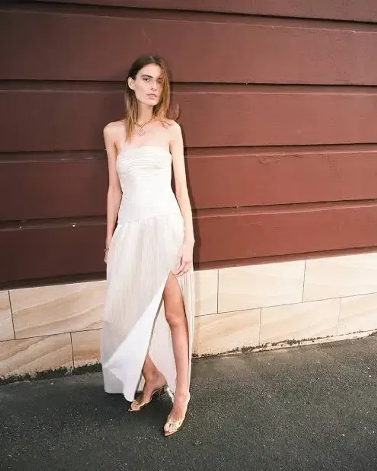 MANNING CARTELL DOUBLE TIME PLEAT STRAPLESS DRESS in WHITE AU 14 | Engagement party, Bridesmaid Dress - Image 6