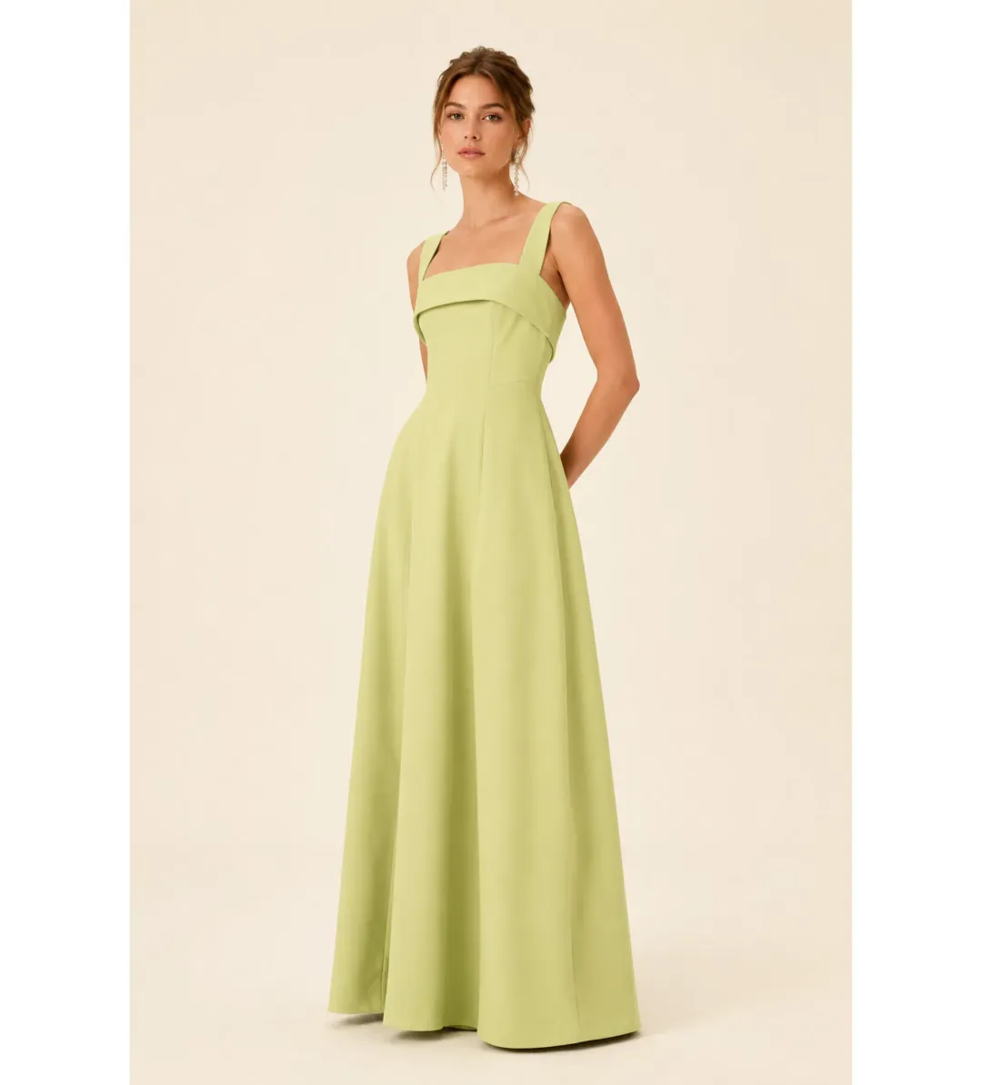 Rachel Gilbert Hallie Strap Maxi Gown in Lime Green Size 0/AU6 for rent on The Volte - main image