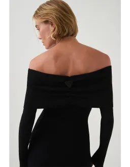 Aje Studio Deia Off Shoulder Long Sleeve Dress Black Size 12 for rent on The Volte - image 6