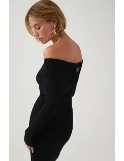 Aje Studio Deia Off Shoulder Long Sleeve Dress Black Size 12 for rent on The Volte - image 3