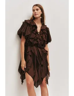 Aje Voyager Mini Dress Brown Size 6 for rent on The Volte - image 4
