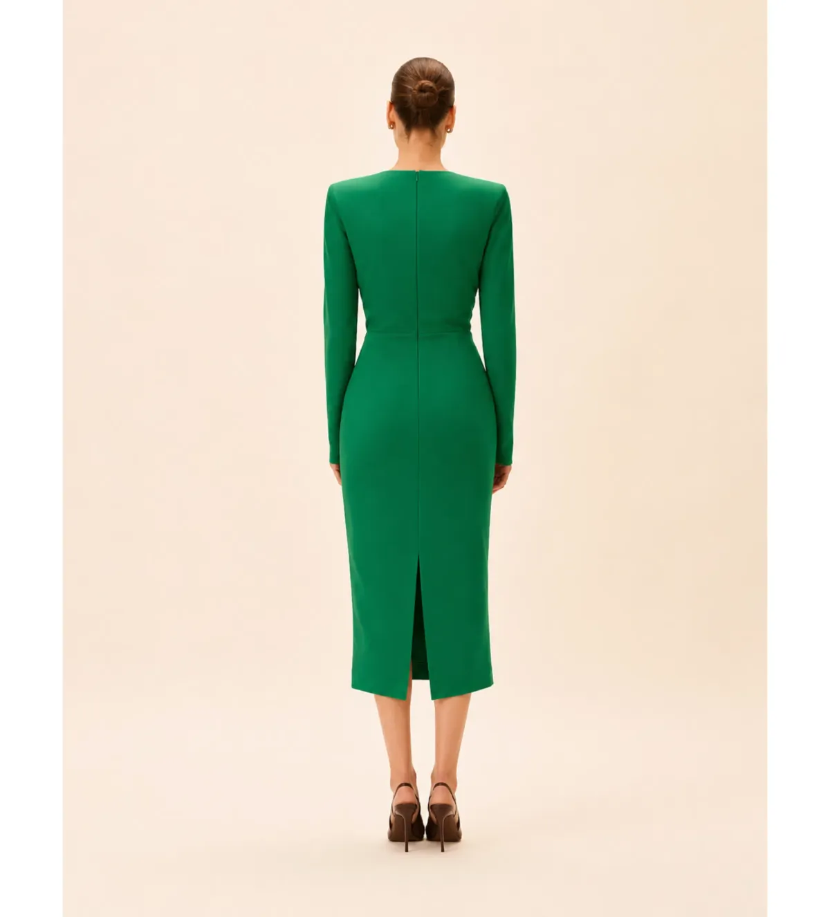 Rachel Gilbert Florida Long Sleeve Midi Dress in Emerald Size 2/AU10 - Image 2
