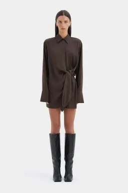 Sir the Label Sorrento Shirt Dress in Bitter Chocolate Size 2 / AU 10 for rent on The Volte - image 1