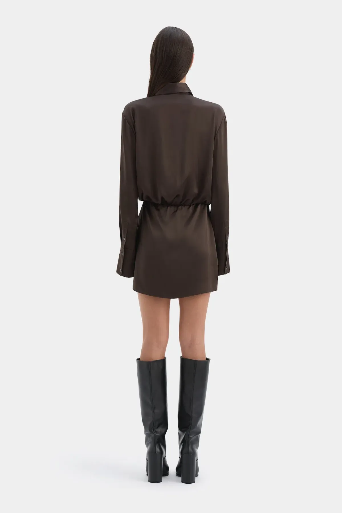 Sir the Label Sorrento Shirt Dress in Bitter Chocolate Size 1 / AU 8 - Image 3