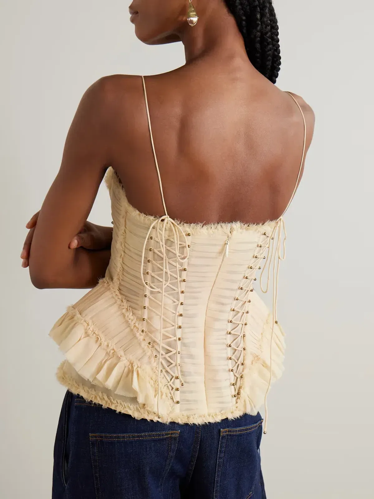 Zimmermann Rebellion Frayed Corset in Cream Size 1 / AU 10 - Image 2