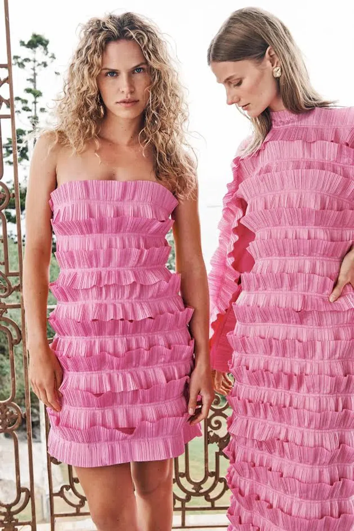 New AJE Strapless 'Palladium' Ruffled Mini Dress in Muted Fuchsia Pink - Size 6 AU - Image 6