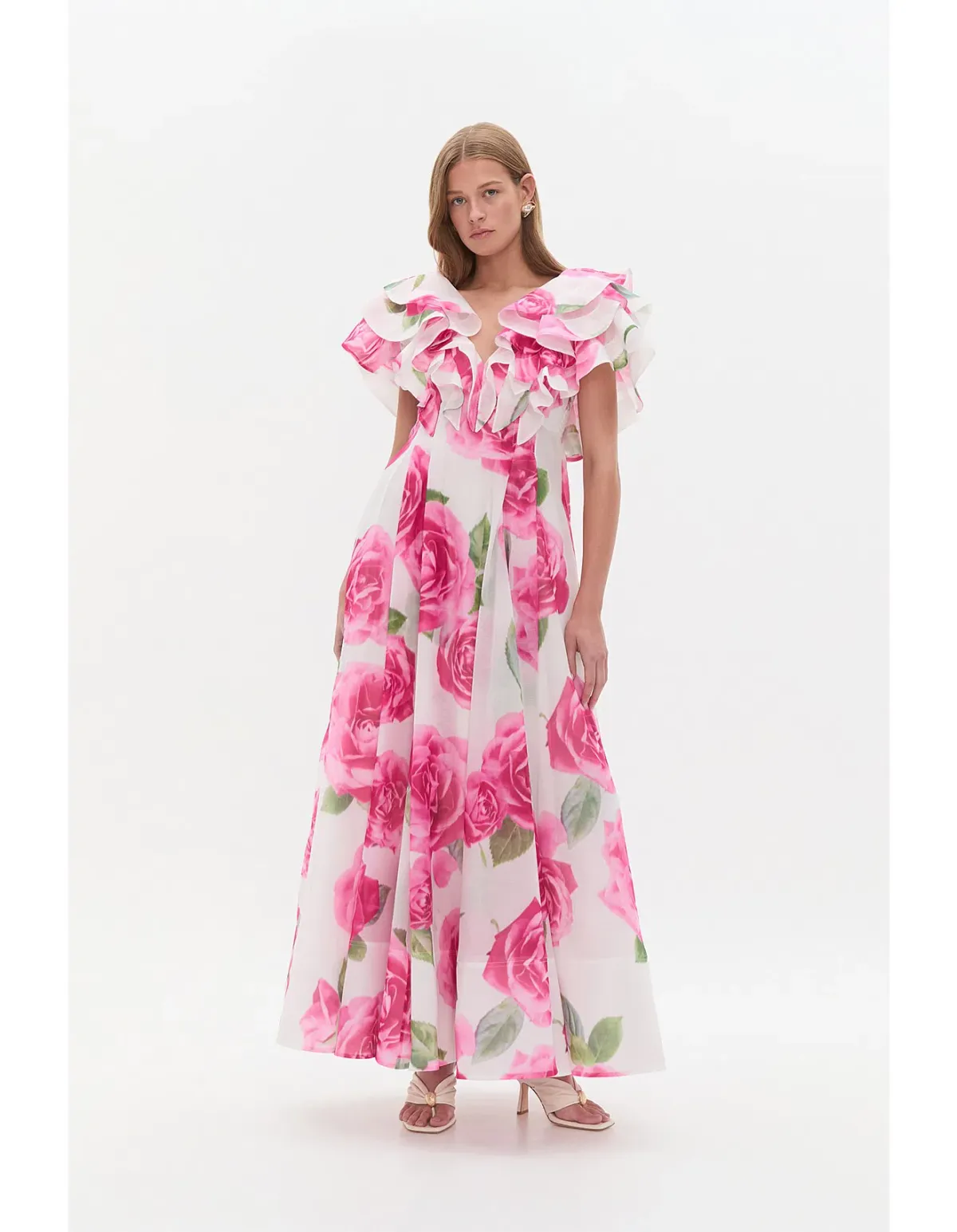 NEW Aje Olea Maxi Dress - Size 10 gown - Soft Light Rose Pink for rent on The Volte - main image