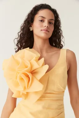 Aje Energy Mini Dress in Marigold Yellow - Size 10 for rent on The Volte - image 2