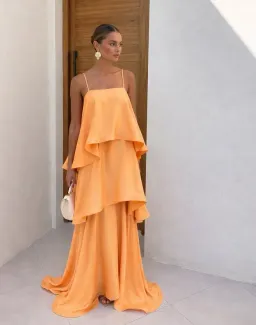 Elliatt Tilly Tiered Maxi Dress in Orange 8 for rent on The Volte - image 1