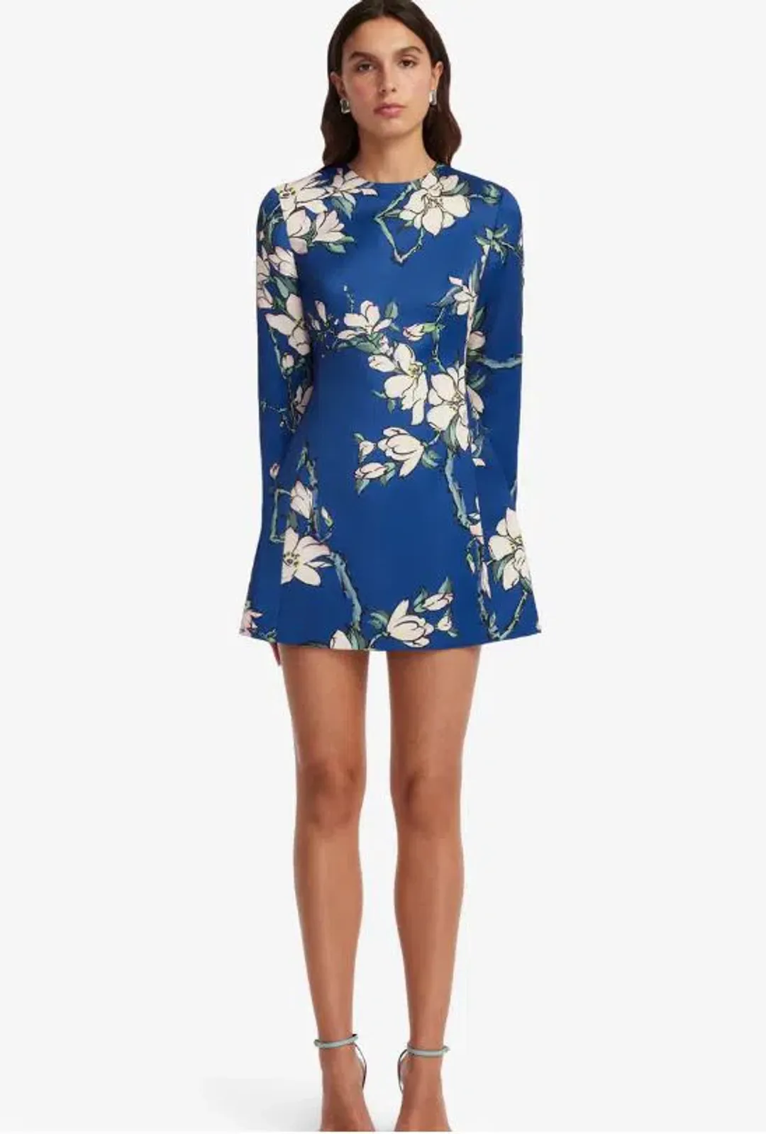 Leo Lin Aliza Long Sleeve Petal Mini Dress in Midnight Magnolia Print Size 8 for rent on The Volte - main image