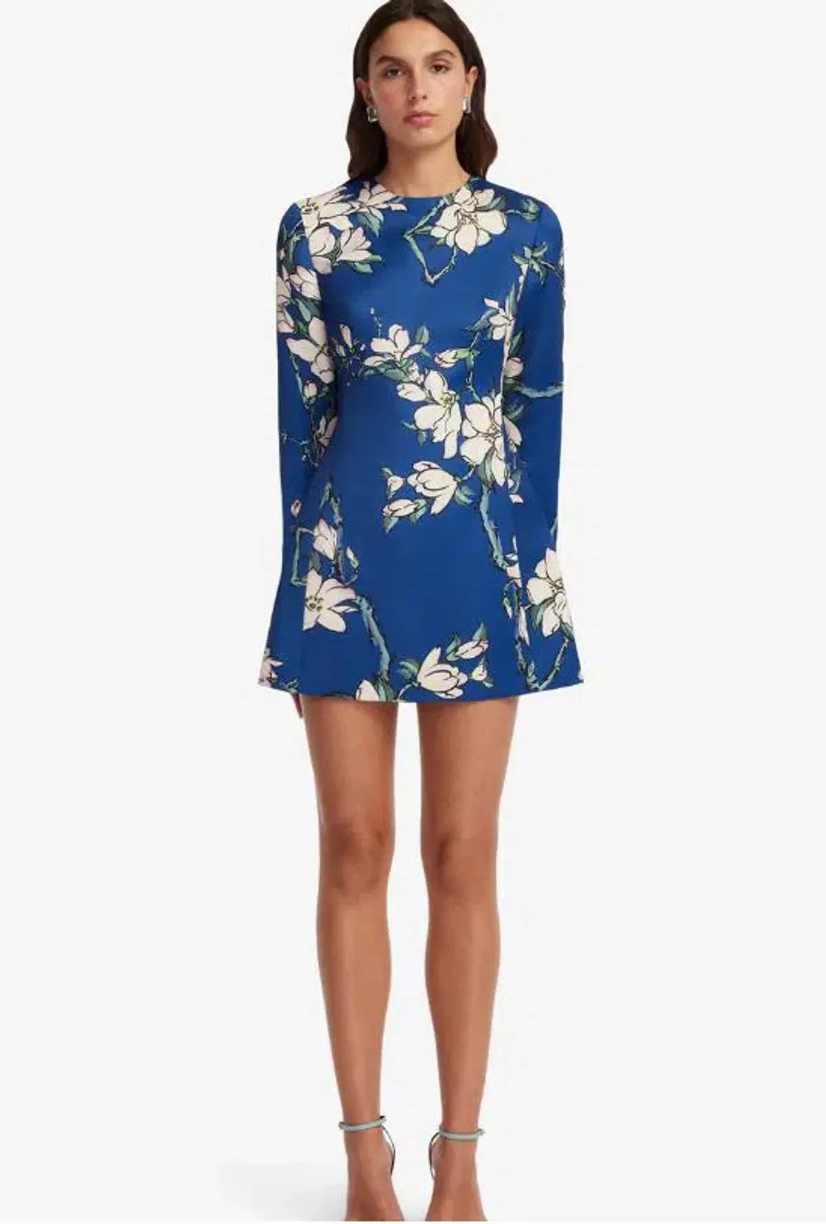 Leo Lin Aliza Long Sleeve Petal Mini Dress in Midnight Magnolia Print Size 10 - Image 1