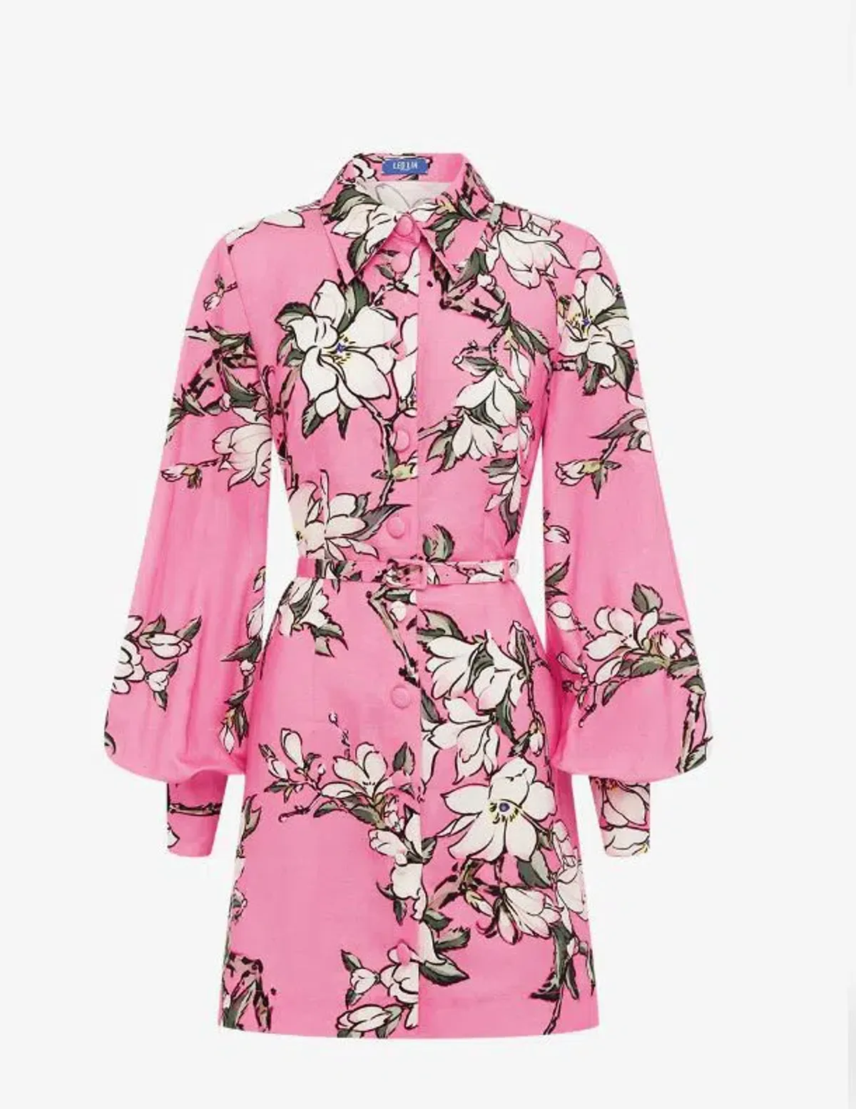 Leo Lin Luminous Linen Mini Dress in Pink Magnolia Size 12 - Image 4