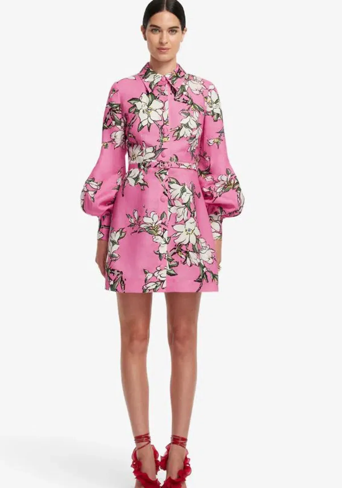 Leo Lin Luminous Linen Mini Dress in Pink Magnolia Size 12 - Image 1
