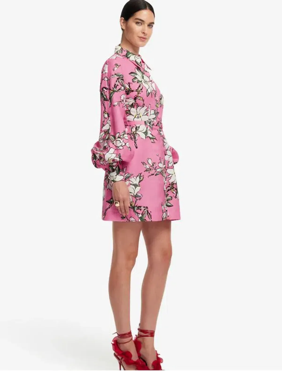 Leo Lin Luminous Linen Mini Dress in Pink Magnolia Size 12 - Image 3