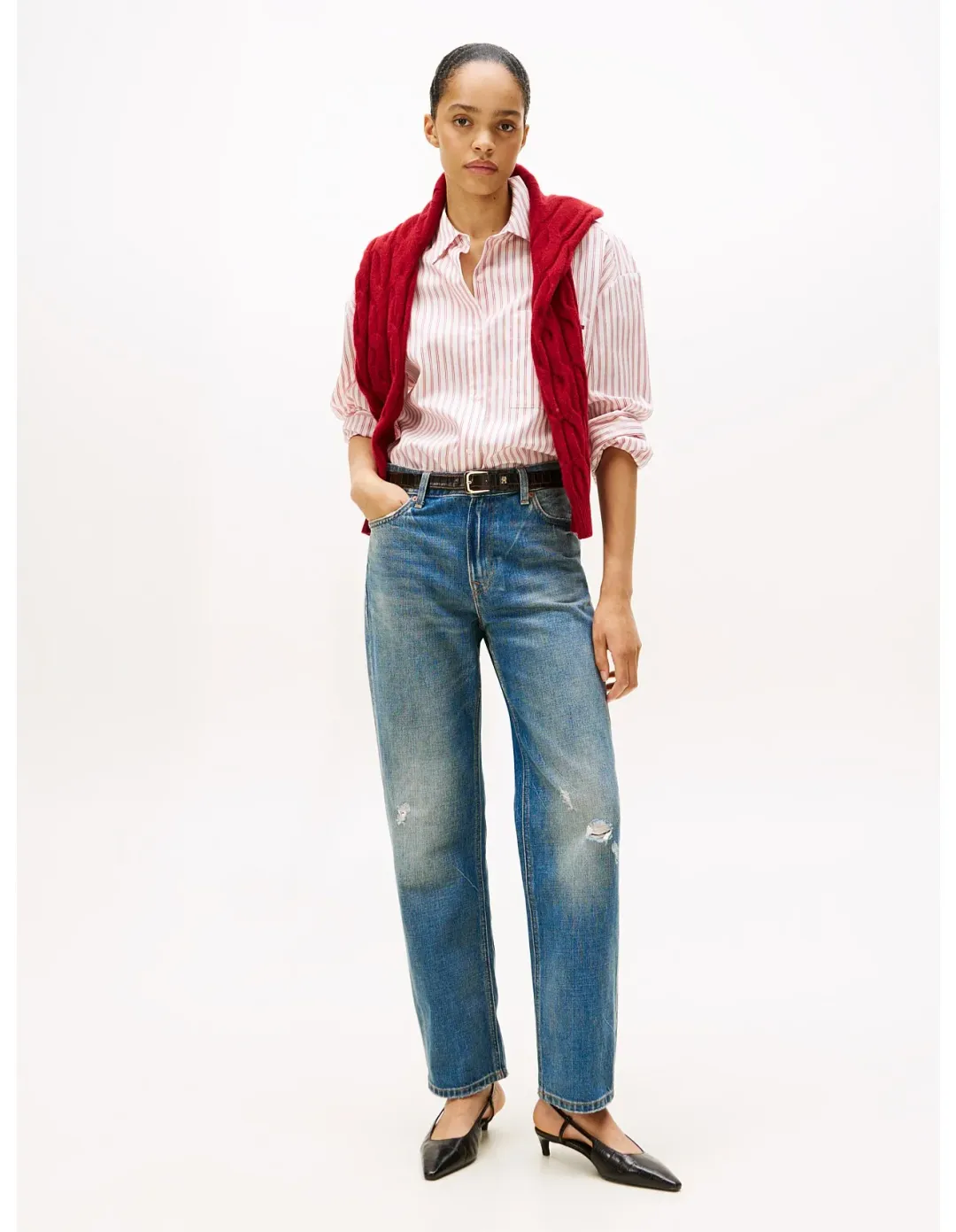 Tommy Hilfiger Relaxed Fit Wide Sleeve Shirt Red Size 36 EU for rent on The Volte - main image