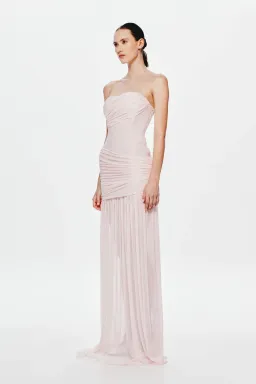 🩷MISHA Ember Wrapped Mesh Maxi Dress – Dusty Pink – Size 10 (AU) 🩷 for rent on The Volte - image 1