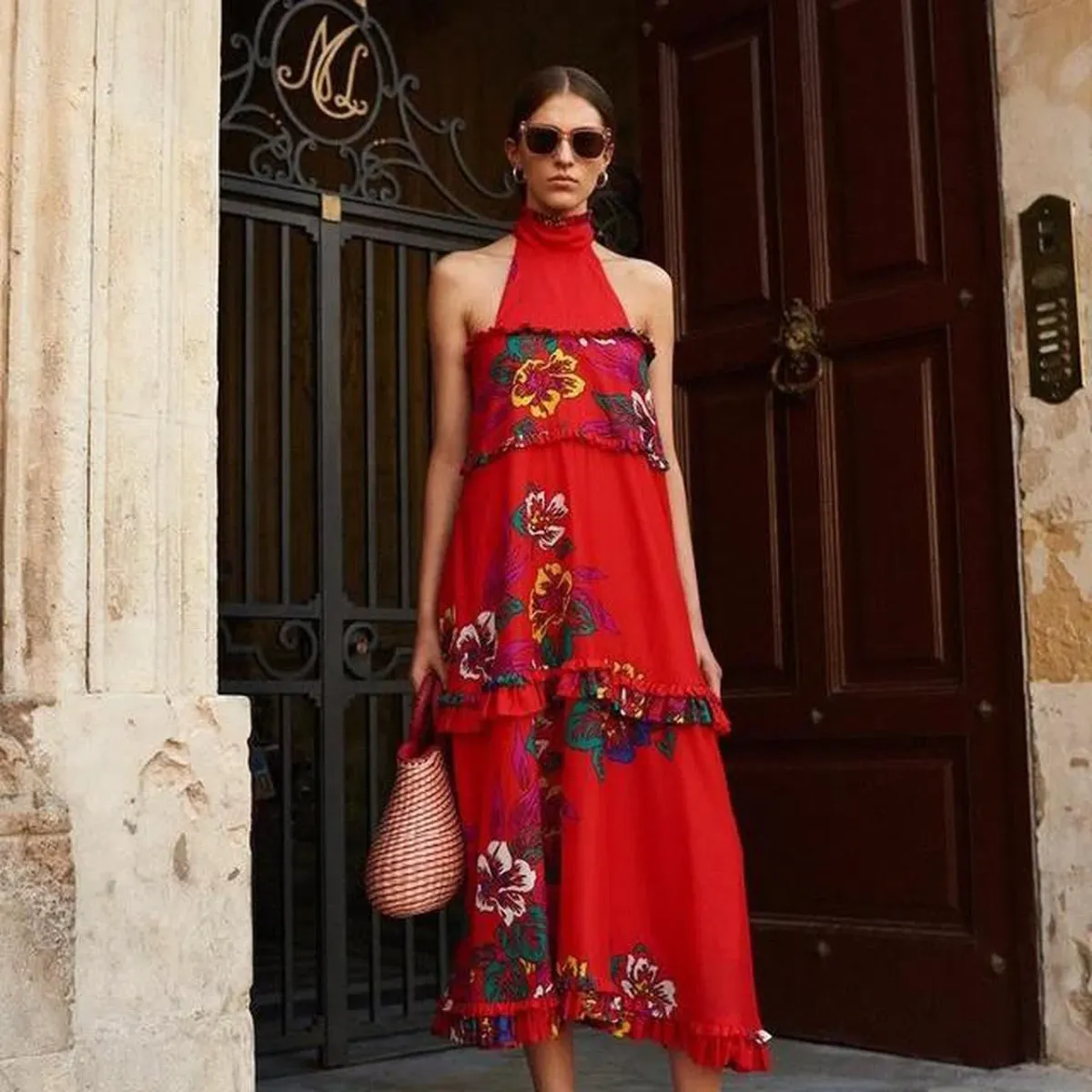 Scanlan Theodore Floral Voile Dress in Red Size 6 - Image 1
