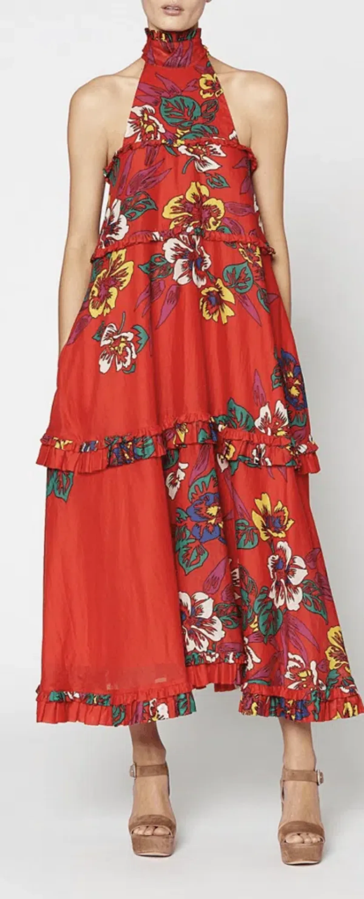 Scanlan Theodore Floral Voile Dress in Red Size 6 - Image 2