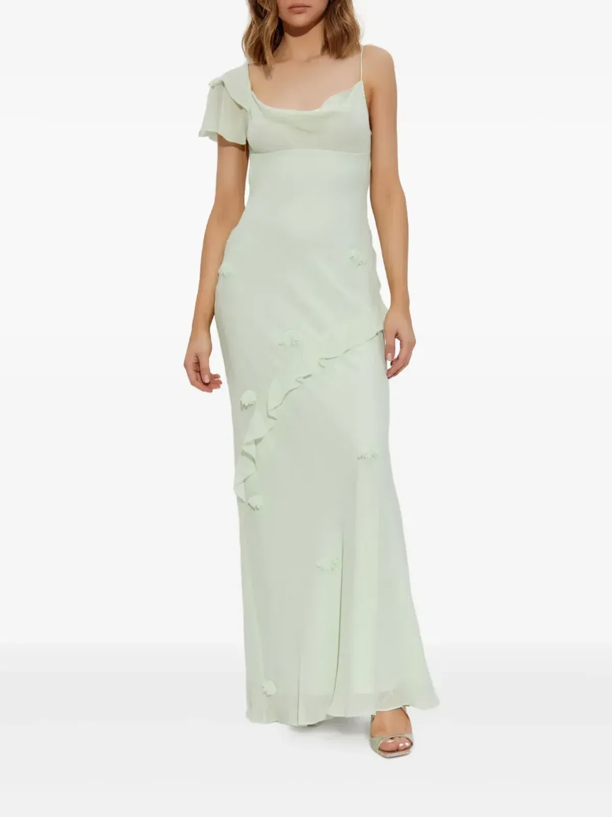 Self-Portrait Georgette Flower Maxi Dress Mint Green Size 10 - Image 2