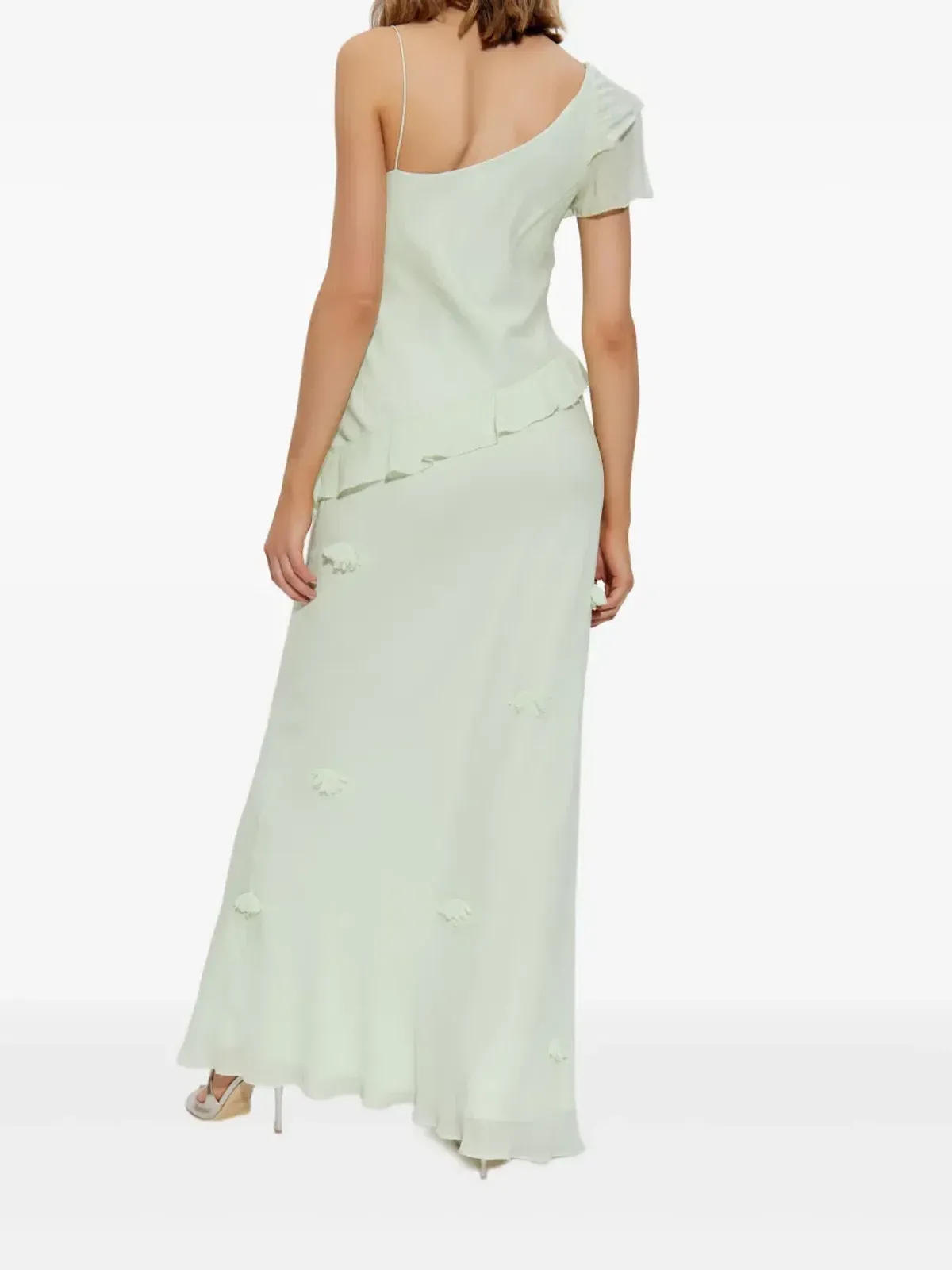 Self-Portrait Georgette Flower Maxi Dress Mint Green Size 10 - Image 3