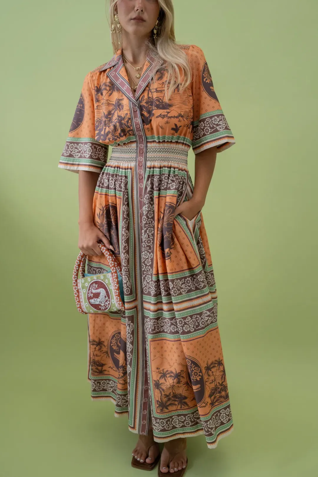 Alemais Alberta Smocked Shirtdress 6 for rent on The Volte - main image