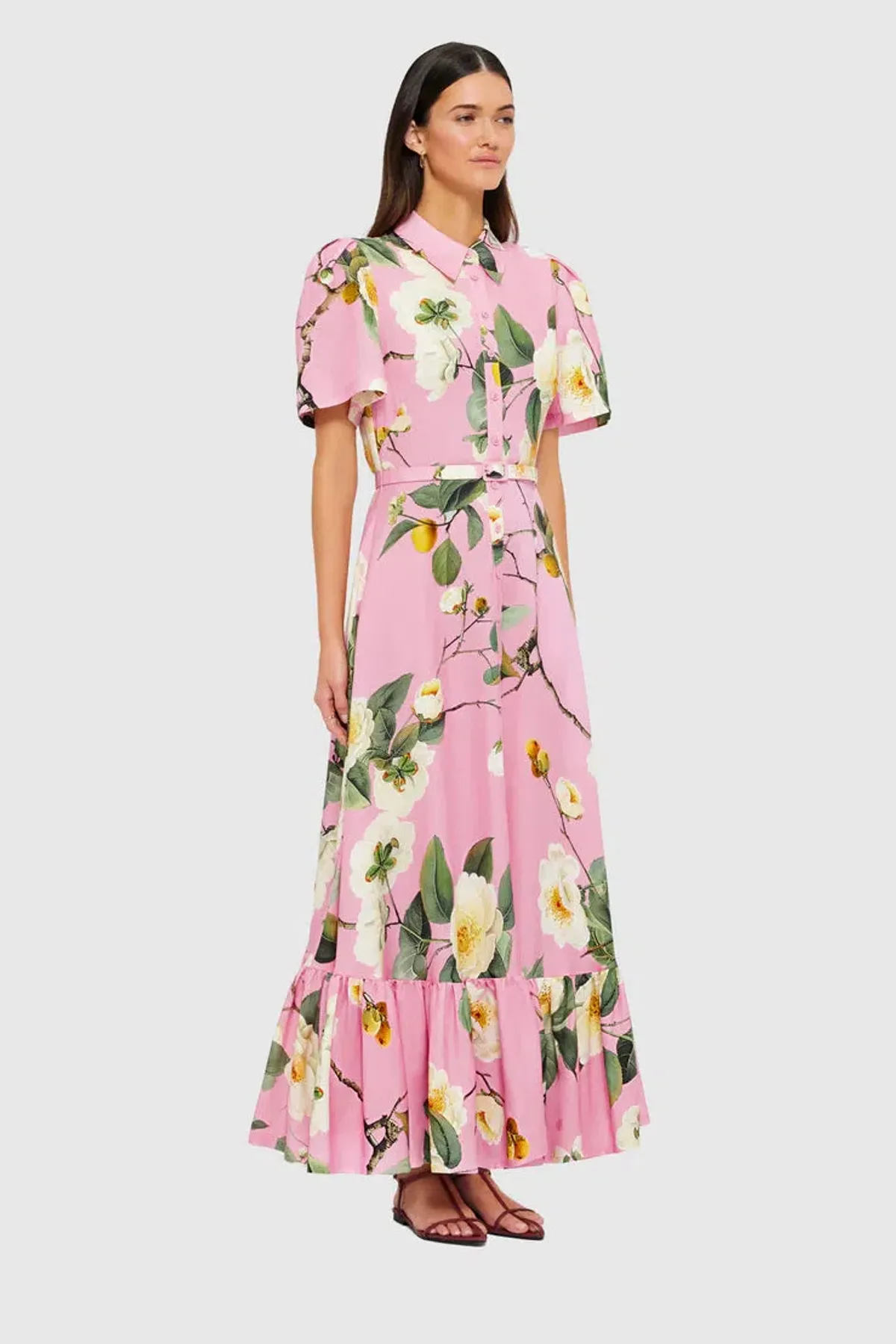 Leo Lin Becca Short Sleeve Midi Dress - Camelia Print - Image 1