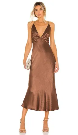 Bec and Bridge Valentina V Dress Brown Size 10 for rent on The Volte - image 1