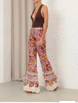 Zimmermann LUNA SHIRRED FLARE PANT size O for rent on The Volte - image 1