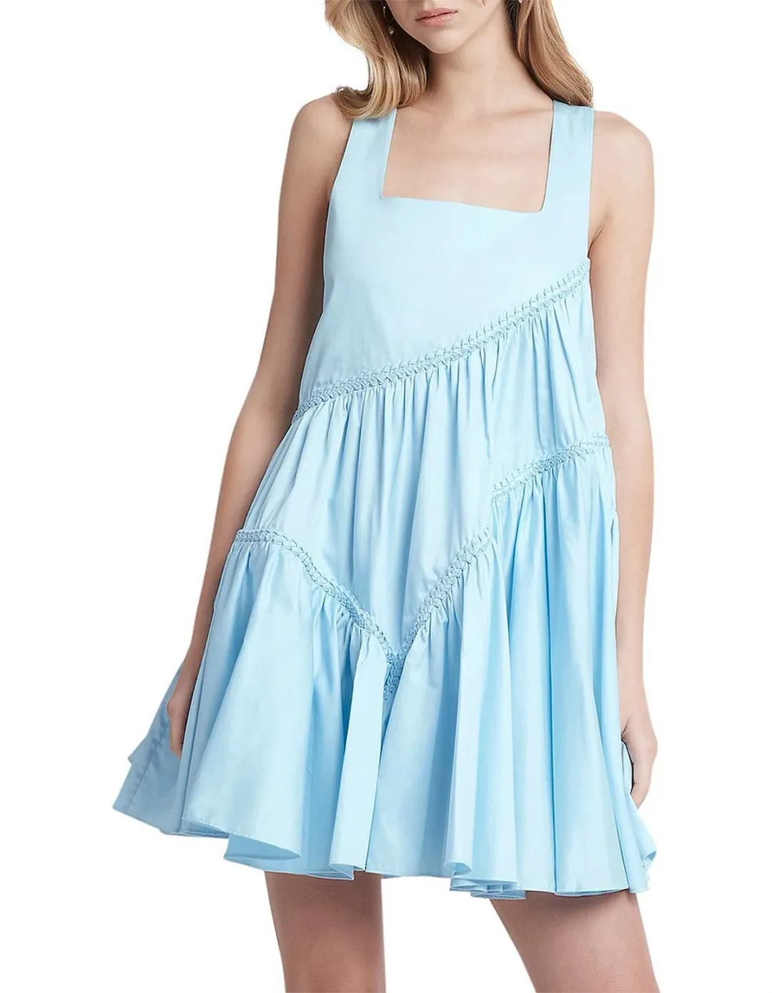 AJE Casablanca Tiered Mini Dress - Powder Blue Size 6 -Bridal Shower, Races, Baby Shower for rent on The Volte - main image