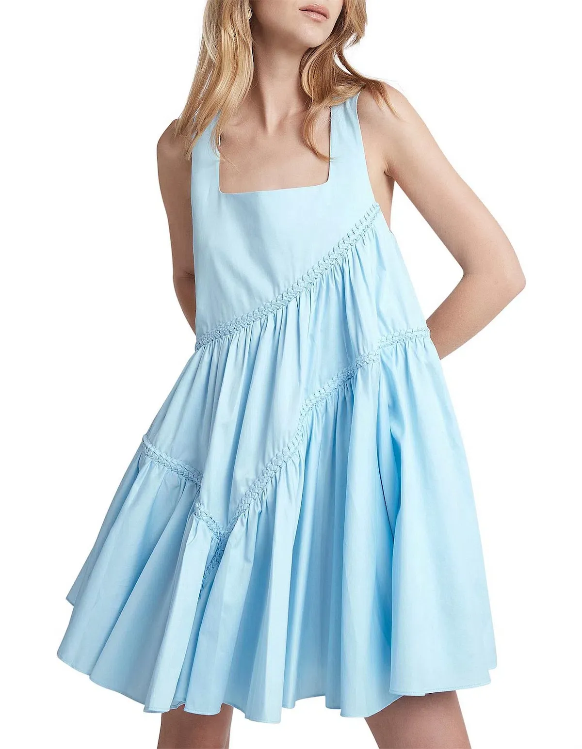 AJE Casablanca Tiered Mini Dress - Powder Blue Size 6 -Bridal Shower, Races, Baby Shower - Image 1