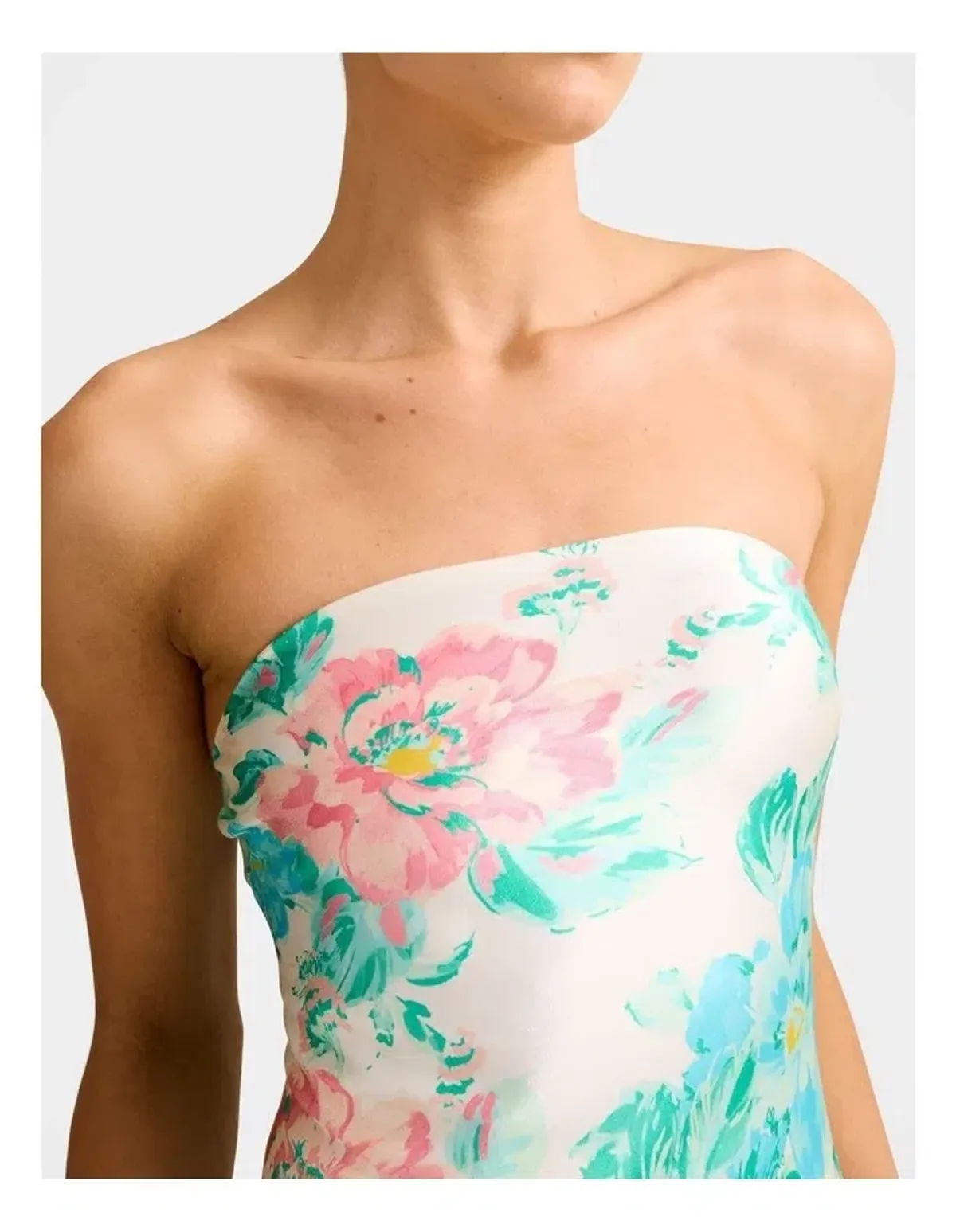 Forever New Kai Strapless Satin Maxi Dress in Fable Floral - Image 2