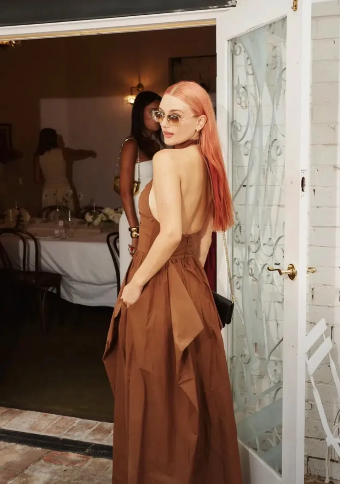 Manning Cartell- Provence Halter Dress– Cognac- Size 14 for rent on The Volte - main image