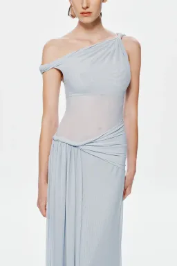 🩵 MISHA Sisal Mesh Maxi Dress – Dove Blue – Size AU 8 (S) - Mesh Maxi Dress 🩵 for rent on The Volte - image 4