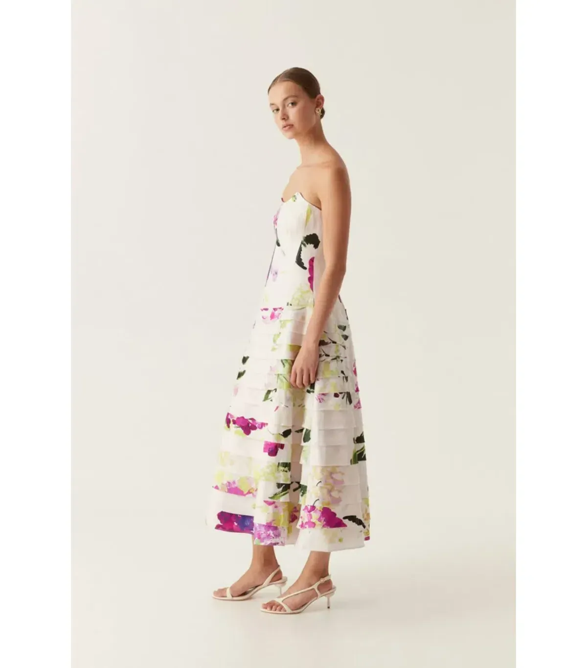 New Aje Victoria Midi Dress WILD HYDRANGEA - Size 10 - Pink Floral Evening Gown - Image 3