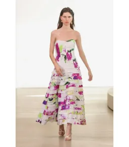 New Aje Victoria Midi Dress WILD HYDRANGEA - Size 10 - Pink Floral Evening Gown for rent on The Volte - image 2