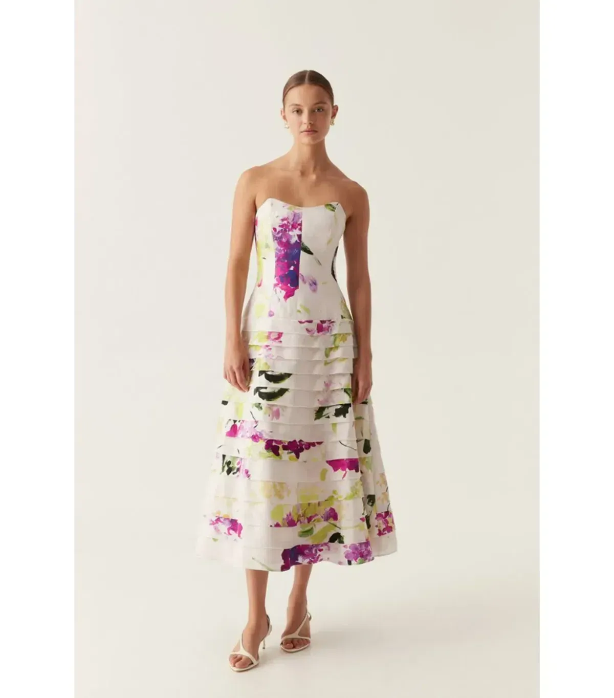 New Aje Victoria Midi Dress WILD HYDRANGEA - Size 10 - Pink Floral Evening Gown - Image 1