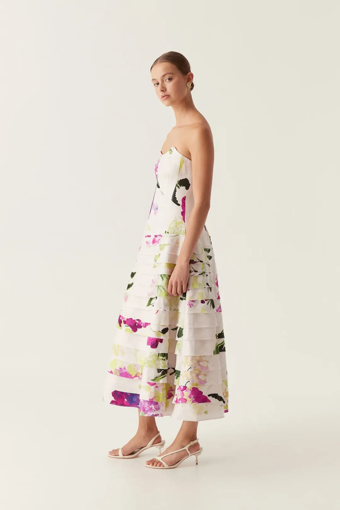 New Aje Victoria Midi Dress WILD HYDRANGEA - Size 10 - Pink Floral Evening Gown for rent on The Volte - main image