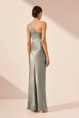 Shona Joy La Lune Asymmetrical Gathered Maxi Dress - Sage Size 10 for rent on The Volte - image 5
