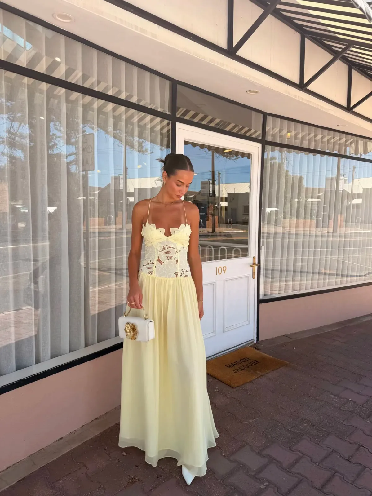 Hansen & Gretel Stephanie Maxi Dress in Butter Yellow Size 6 - Image 3