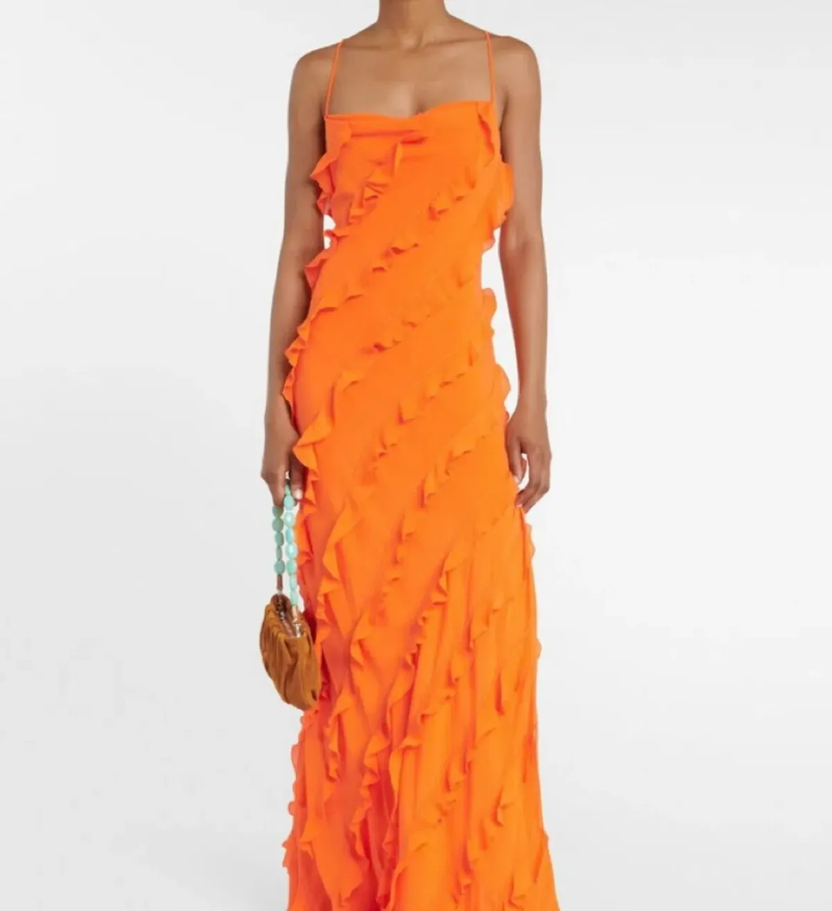 Staud orange ruffle dress size M - Image 1