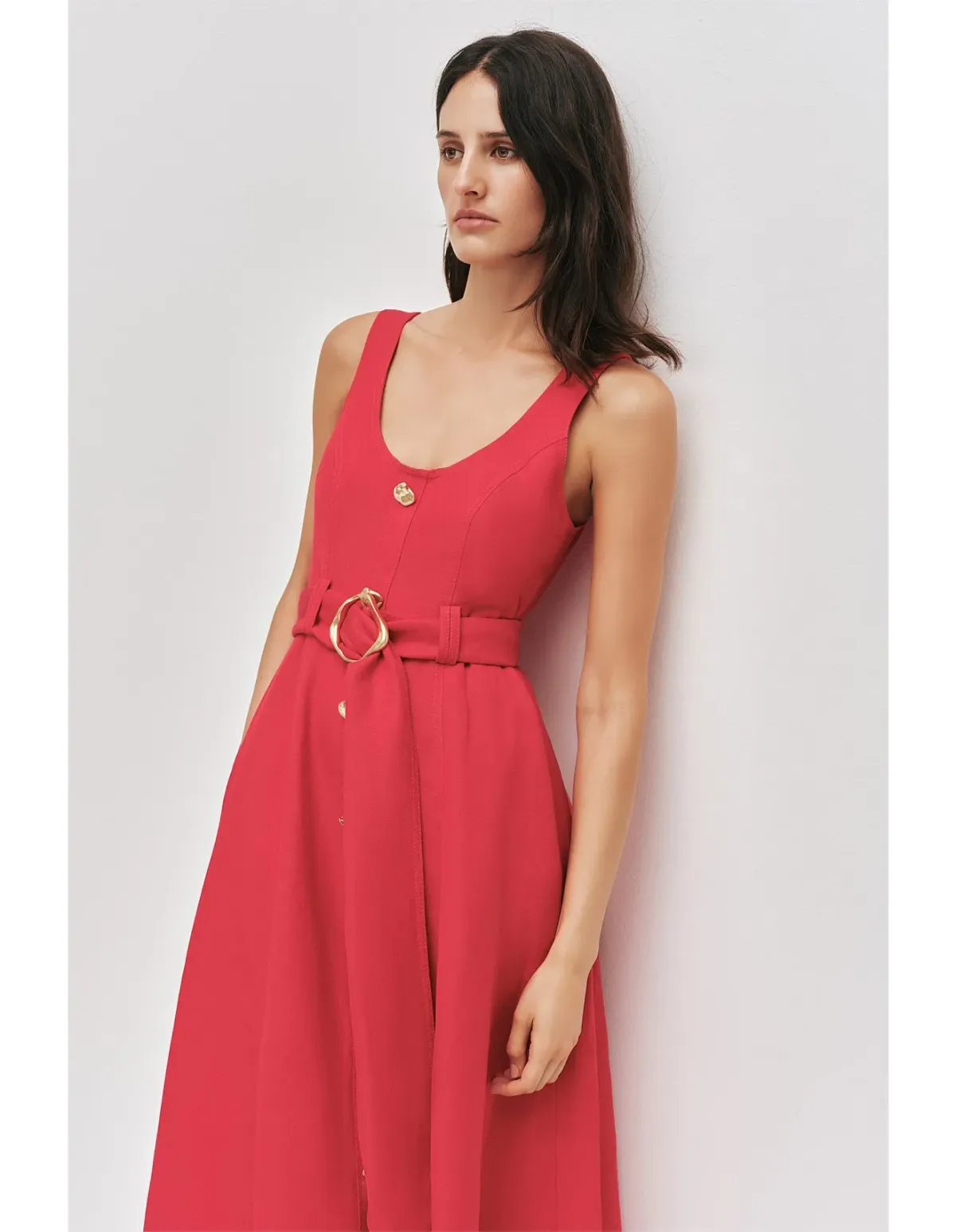 Aje Leonie Midi Dress Red Size 8 - Image 2