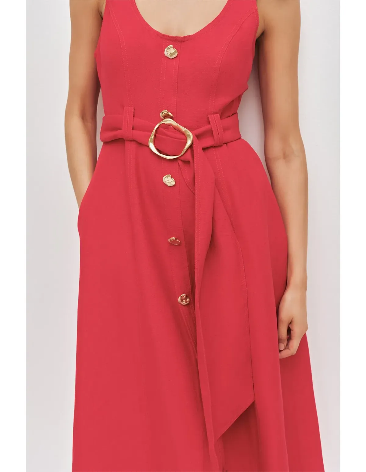 Aje Leonie Midi Dress Red Size 8 - Image 3