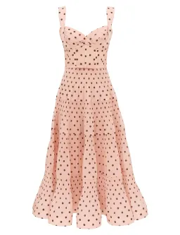 Zimmermann Pleated Draped Midi Dress Pink Dot Size 2 for rent on The Volte - image 1