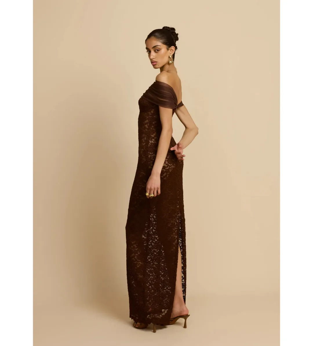 Arcina Ori Milana Dress in Chocolate Size AU12 for rent on The Volte - main image