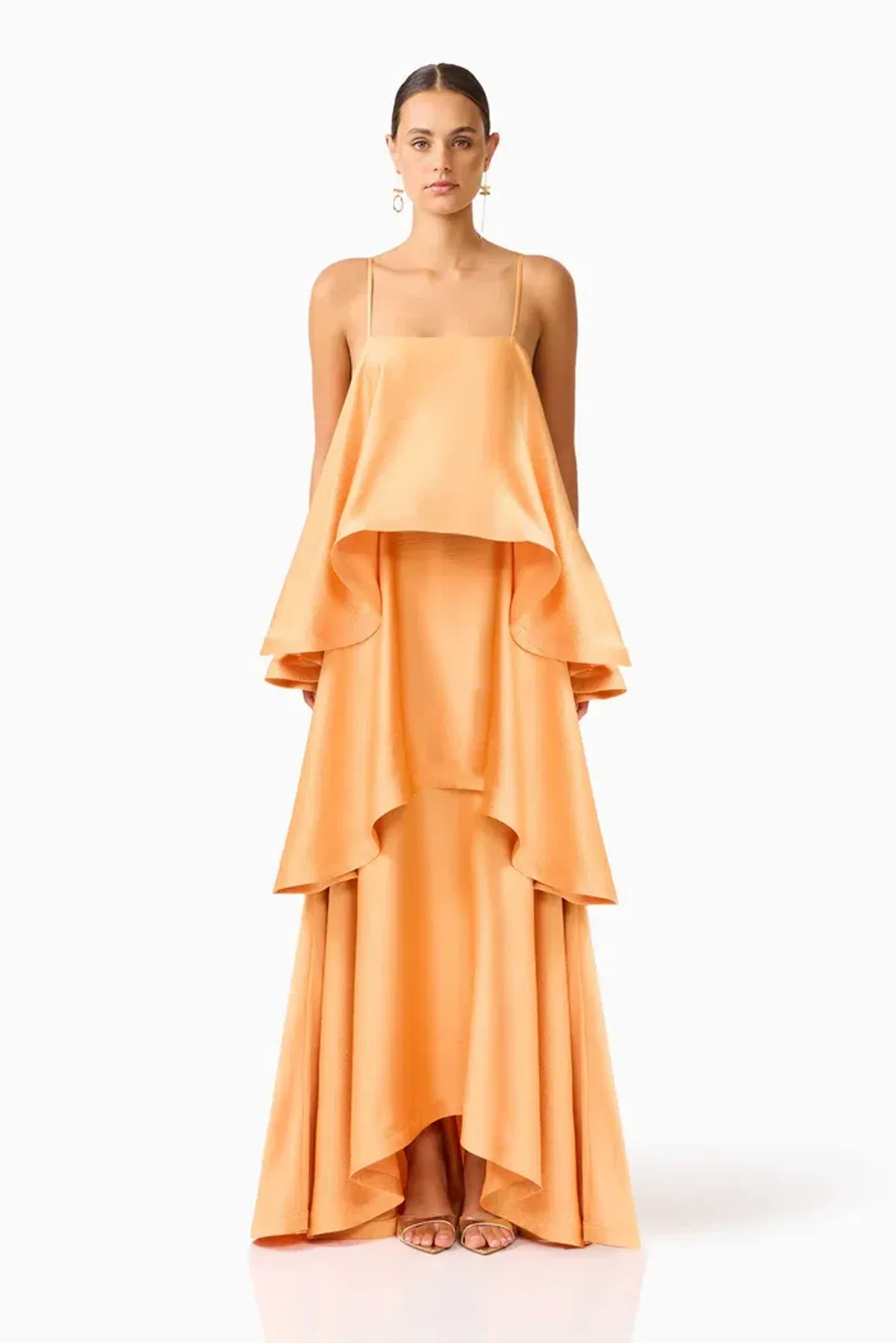 Elliatt Tilly Tiered Maxi Dress in Orange Size 16 for rent on The Volte - main image