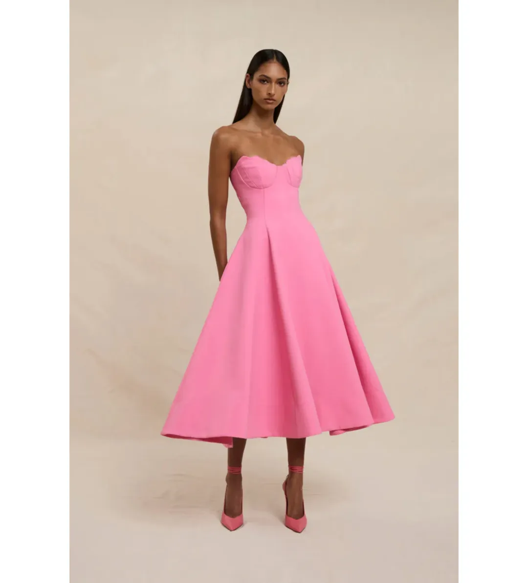By Johnny Venus Shell Strapless Dress in Pink Size AU10 for rent on The Volte - main image