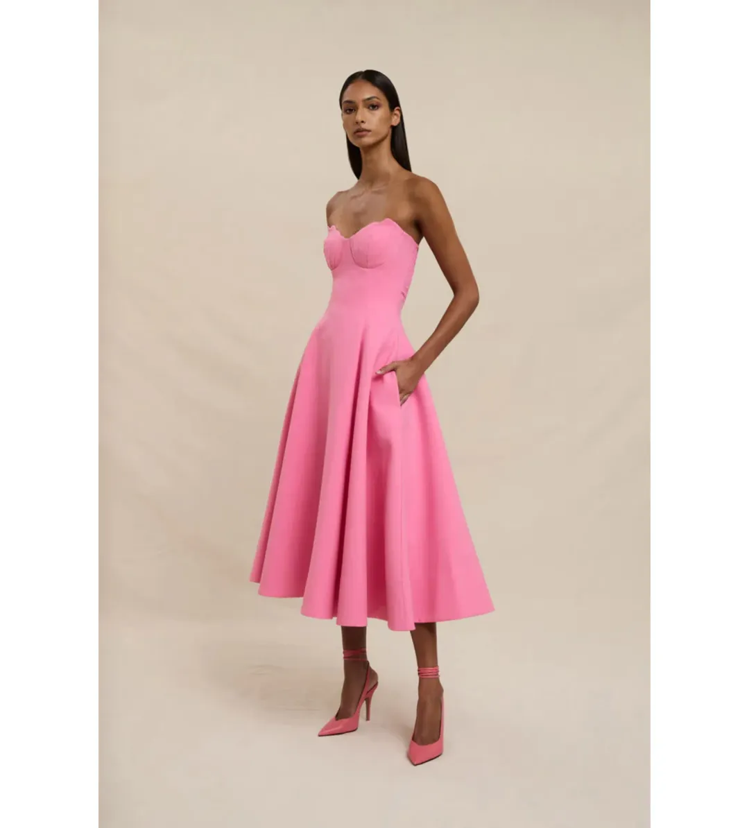 By Johnny Venus Shell Strapless Dress in Pink Size AU10 for rent on The Volte - main image