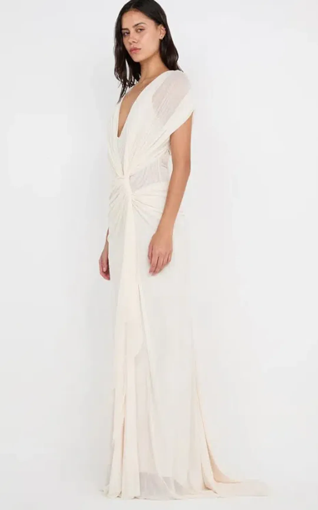 Bec & Bridge Leia Drape Maxi Gown Buttercream Size AU 10 for rent on The Volte - main image